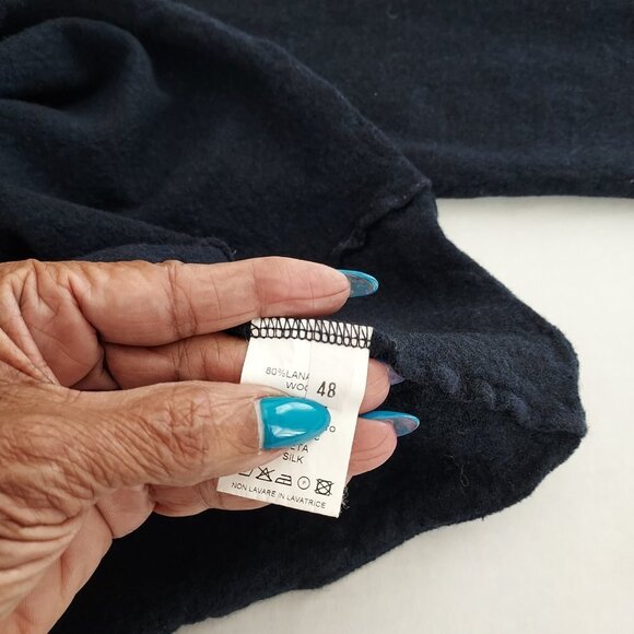 WHYCI Milano Lana Wool Blend Cowl Neck Navy Blue Pullover Sweater Size 12 - Picture 2 of 10